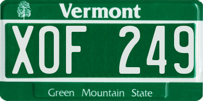 VT license plate XOF249