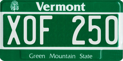 VT license plate XOF250