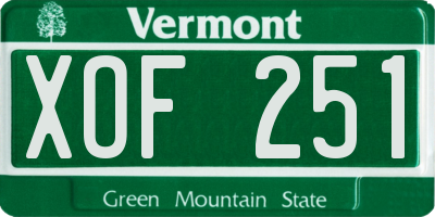 VT license plate XOF251