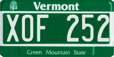 VT license plate XOF252