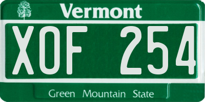 VT license plate XOF254