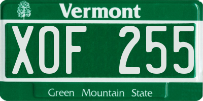 VT license plate XOF255