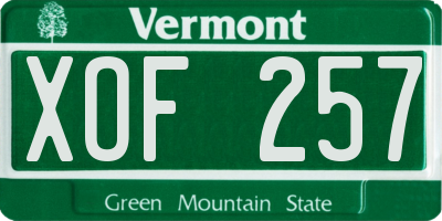 VT license plate XOF257