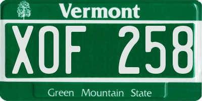 VT license plate XOF258