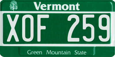 VT license plate XOF259