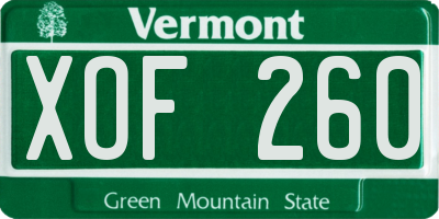 VT license plate XOF260