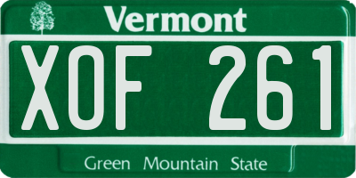 VT license plate XOF261