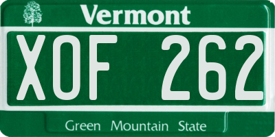 VT license plate XOF262