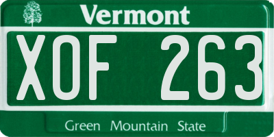 VT license plate XOF263