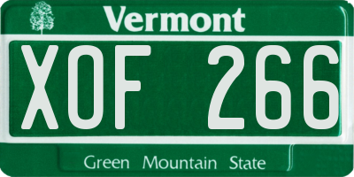 VT license plate XOF266