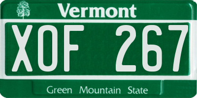 VT license plate XOF267
