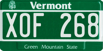 VT license plate XOF268