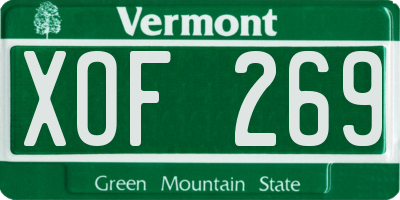 VT license plate XOF269