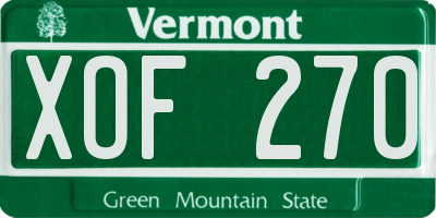 VT license plate XOF270