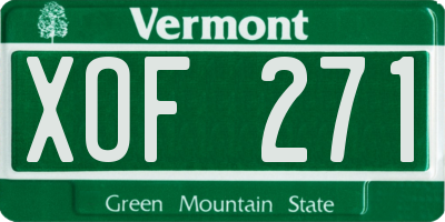 VT license plate XOF271