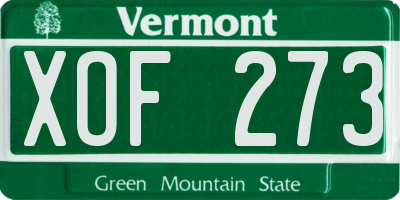 VT license plate XOF273