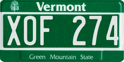 VT license plate XOF274