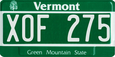 VT license plate XOF275