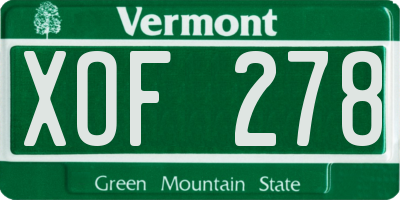 VT license plate XOF278