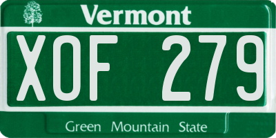 VT license plate XOF279