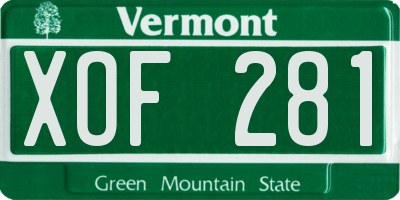 VT license plate XOF281
