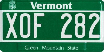VT license plate XOF282