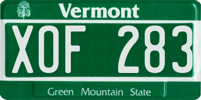 VT license plate XOF283