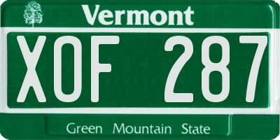 VT license plate XOF287