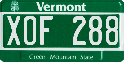 VT license plate XOF288