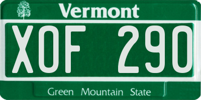 VT license plate XOF290