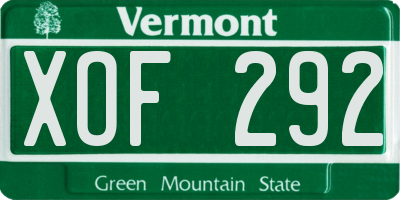 VT license plate XOF292
