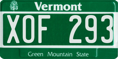 VT license plate XOF293