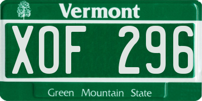 VT license plate XOF296