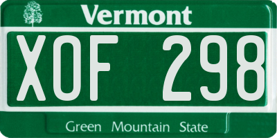 VT license plate XOF298