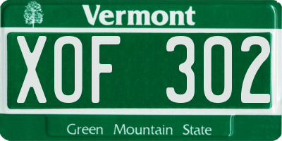 VT license plate XOF302
