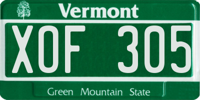 VT license plate XOF305