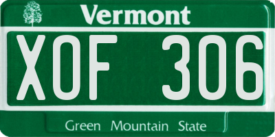 VT license plate XOF306