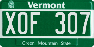 VT license plate XOF307