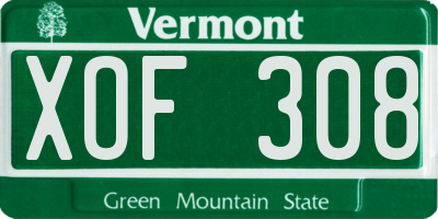 VT license plate XOF308