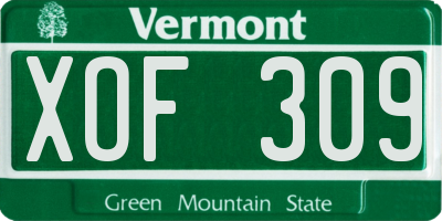 VT license plate XOF309