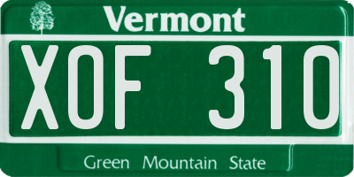 VT license plate XOF310
