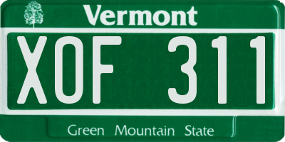 VT license plate XOF311