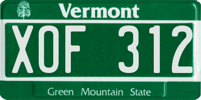 VT license plate XOF312