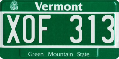VT license plate XOF313