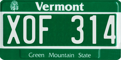 VT license plate XOF314