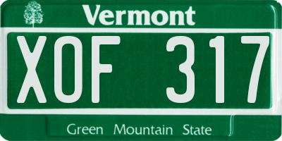 VT license plate XOF317