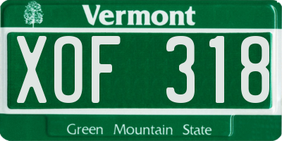 VT license plate XOF318