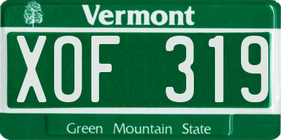 VT license plate XOF319