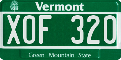 VT license plate XOF320