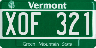 VT license plate XOF321